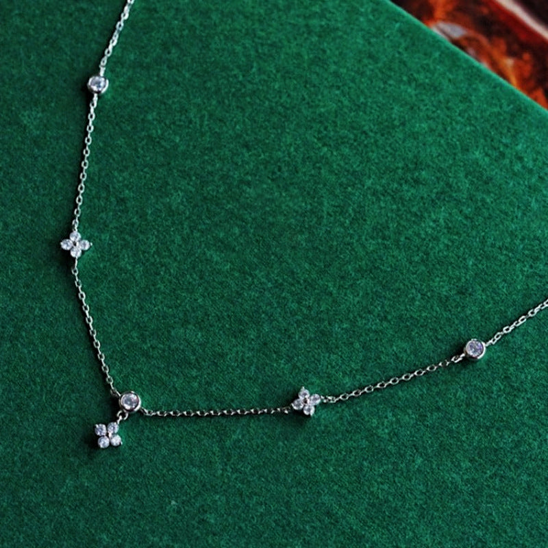 S925 Silver Plated 18K Gold Lucky Four Leaf Clover Necklace