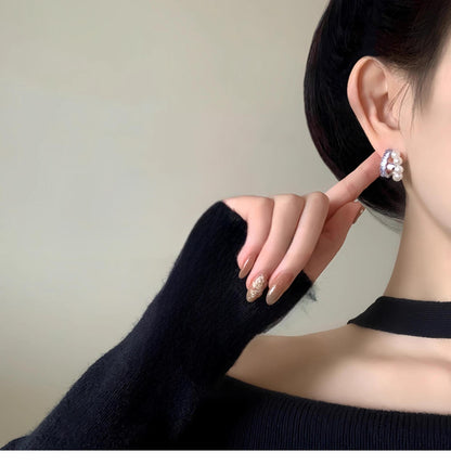 Unique Pearl Hoop Stud Earrings