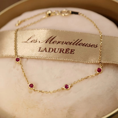S925 Sterling Silver 18K Gold Plated Ruby Mini Zodiac Year Bracelet