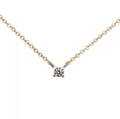 S925 Sterling Silver Plated 14K Gold Classic Single Diamond Necklace Six Claw Zircon Clavicle Chain