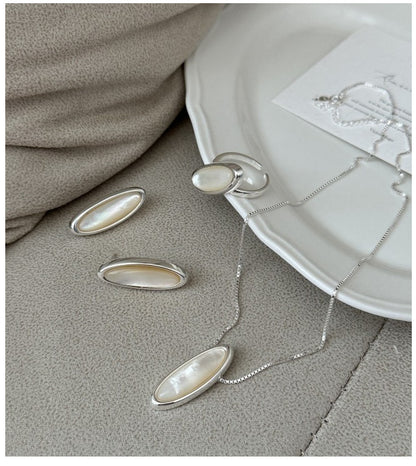 S925 Sterling Silver Korean Version Niche Design White Shell Necklace