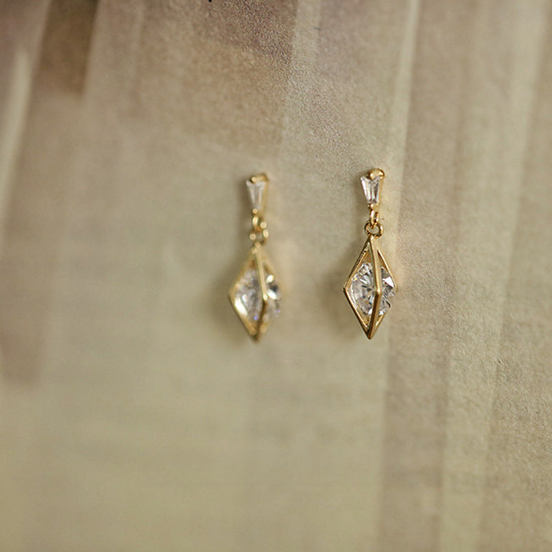 S925 Sterling Silver Plated 14K Gold Super Flash Zircon Sunlight Prismatic Stud Earrings