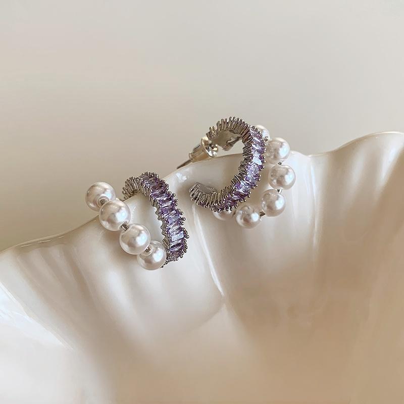 Unique Pearl Hoop Stud Earrings