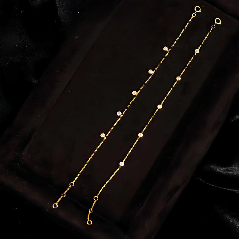 S925 Sterling Silver Plated 18K Gold Bubble Flash Diamond Bracelet