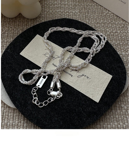 S925 Sterling Silver Korean Version Niche Design Sense Vintage Woven Snowflake Necklace