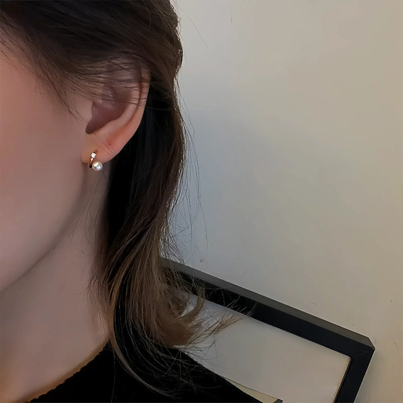 S925 Sterling Silver Rose Gold Plated Pearl Shell Stud Earrings