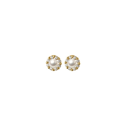 S925 Sterling Silver Plated 14k Gold Natural Pearl Stud Earrings