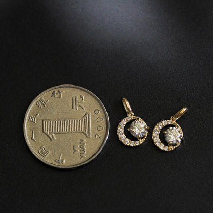 S925 Sterling Silver Plated 14K Gold Crescent Moon Pendant Necklace