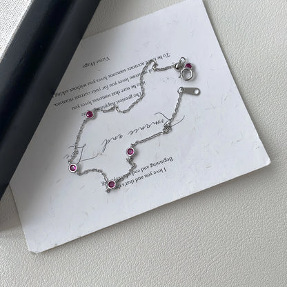 S925 Sterling Silver 18K Gold Plated Ruby Mini Zodiac Year Bracelet