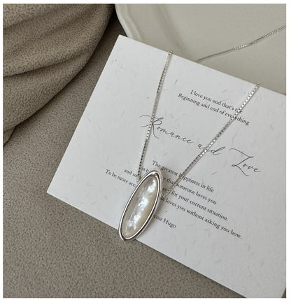 S925 Sterling Silver Korean Version Niche Design White Shell Necklace