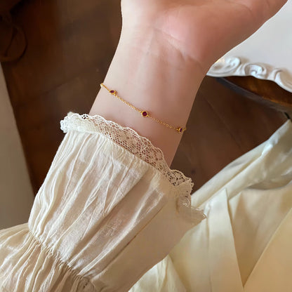 S925 Sterling Silver 18K Gold Plated Ruby Mini Zodiac Year Bracelet