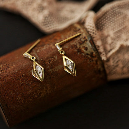 S925 Sterling Silver Plated 14K Gold Super Flash Zircon Sunlight Prismatic Stud Earrings