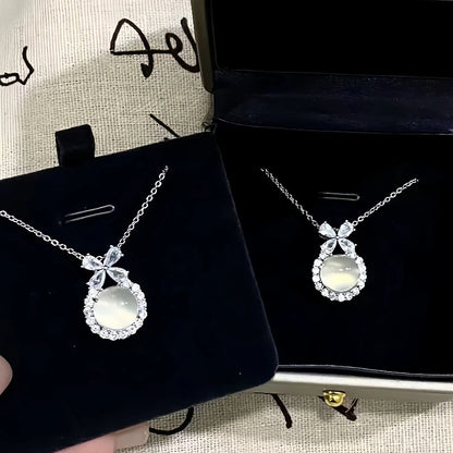 S925 Sterling Silver Runaway Princess Necklace for Women Ice Transparent Chalcedony Pendant Necklace