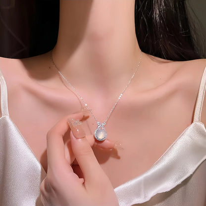 S925 Sterling Silver Runaway Princess Necklace for Women Ice Transparent Chalcedony Pendant Necklace