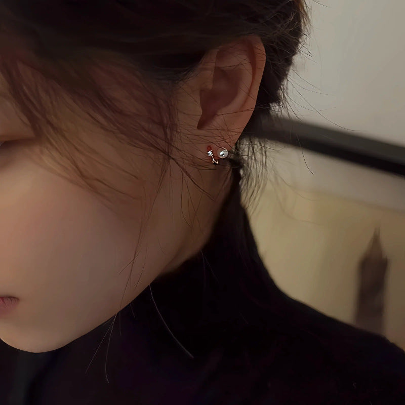 S925 Sterling Silver Rose Gold Plated Pearl Shell Stud Earrings