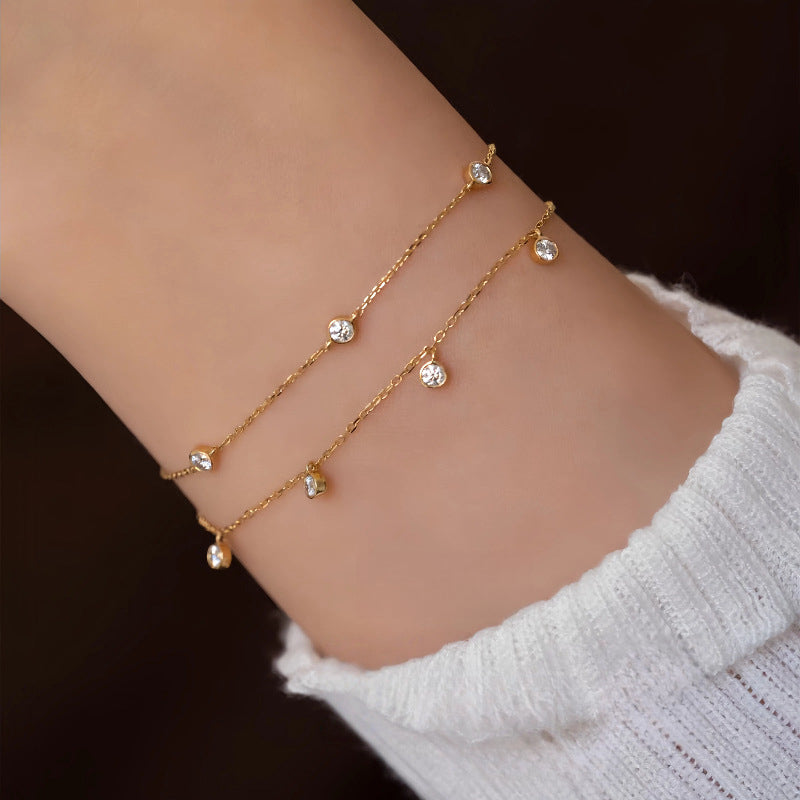 S925 Sterling Silver Plated 18K Gold Bubble Flash Diamond Bracelet