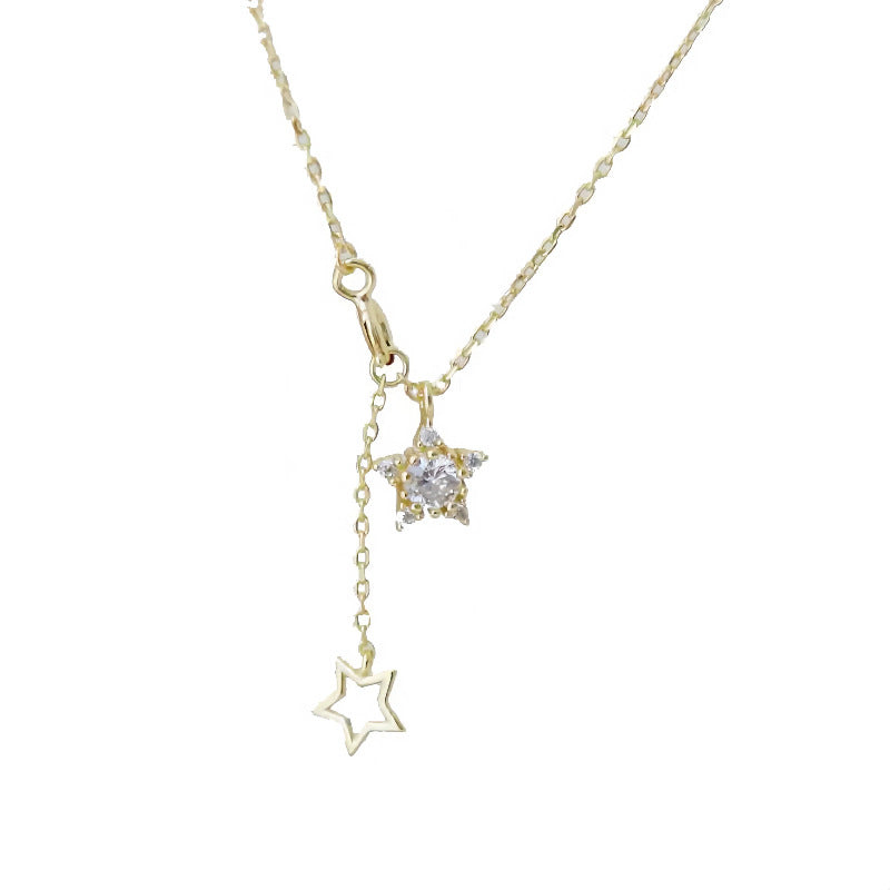 S925 Sterling Silver 14K Gold Plated Full Diamond Star Necklace