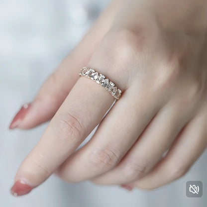 S925 Sterling Silver 18K Gold Plated Pear-shaped Trapezoid Row Diamond Zircon Ring