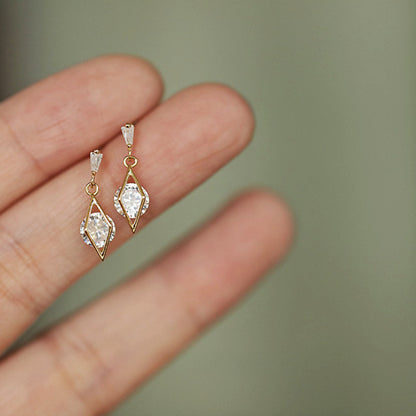 S925 Sterling Silver Plated 14K Gold Super Flash Zircon Sunlight Prismatic Stud Earrings