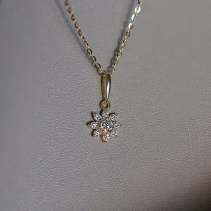 S925 Sterling Silver Plated 14K Gold Classic Snowflake Shape Necklace