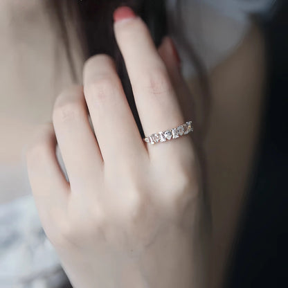 S925 Sterling Silver 18K Gold Plated Pear-shaped Trapezoid Row Diamond Zircon Ring