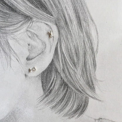 S925 Sterling Silver 14K Gold Plated  Mini Artistic Earrings