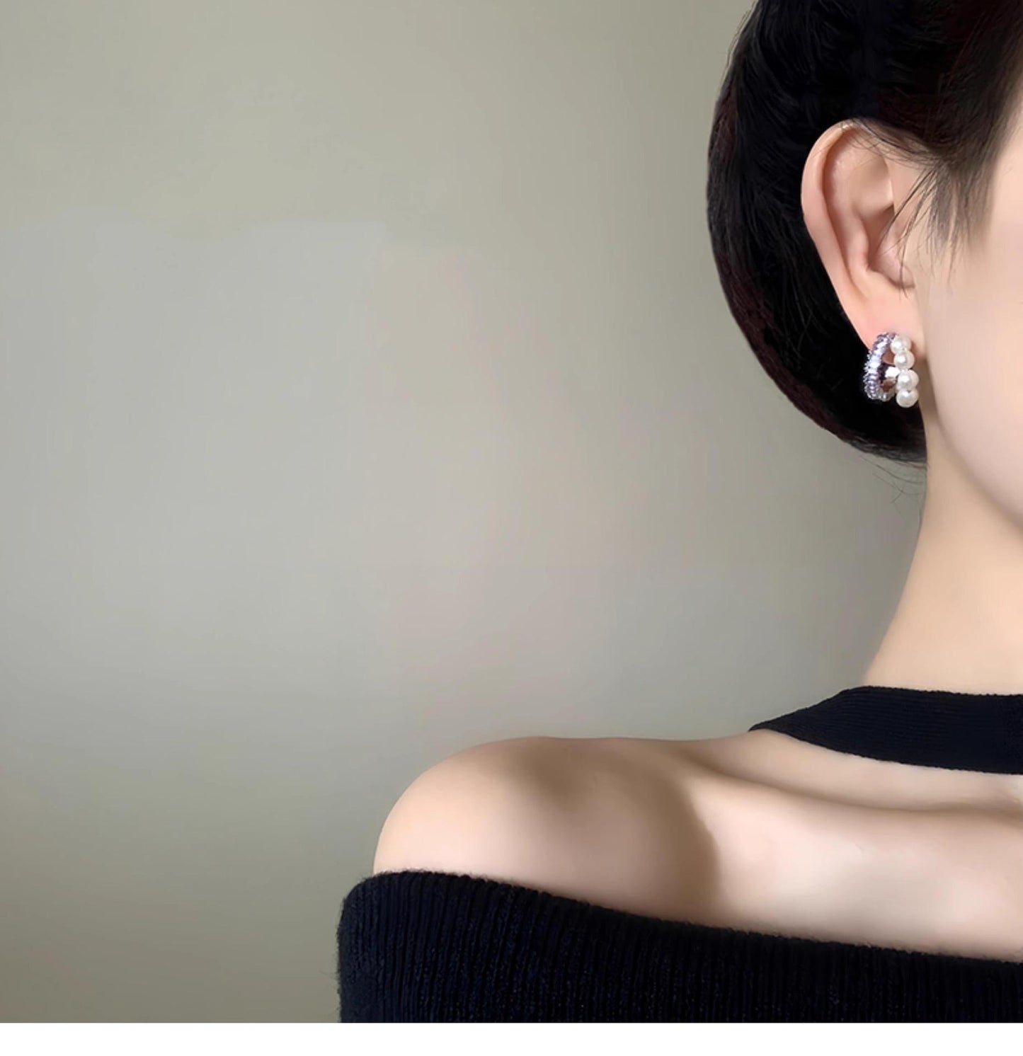 Unique Pearl Hoop Stud Earrings