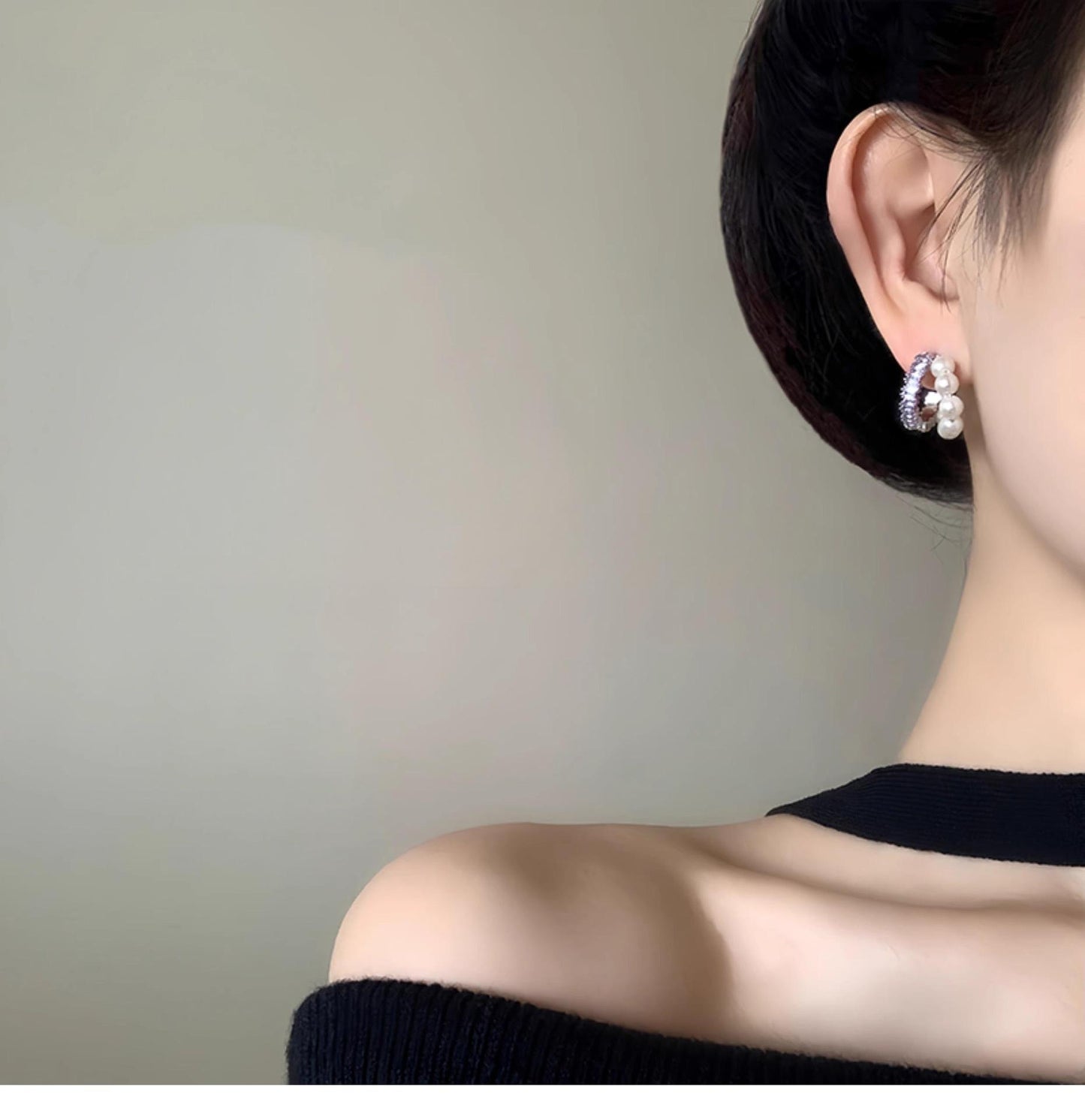 Unique Pearl Hoop Stud Earrings