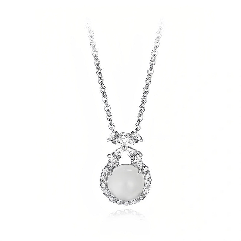 S925 Sterling Silver Runaway Princess Necklace for Women Ice Transparent Chalcedony Pendant Necklace