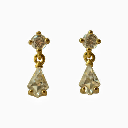 S925 Sterling Silver Plated 14K Gold Water Drop Zirconia Diamond Stud Earrings