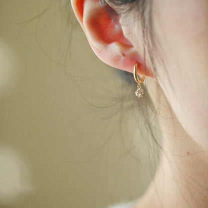 S925 Sterling Silver Plated 14K Gold Zircon Earrings