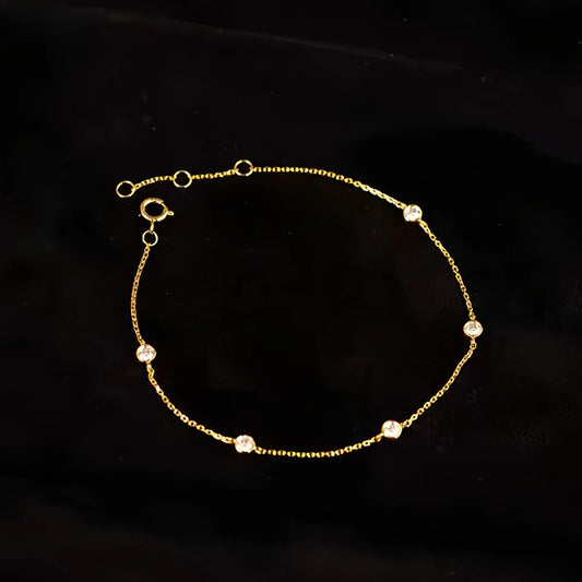 S925 Sterling Silver Plated 18K Gold Bubble Flash Diamond Bracelet