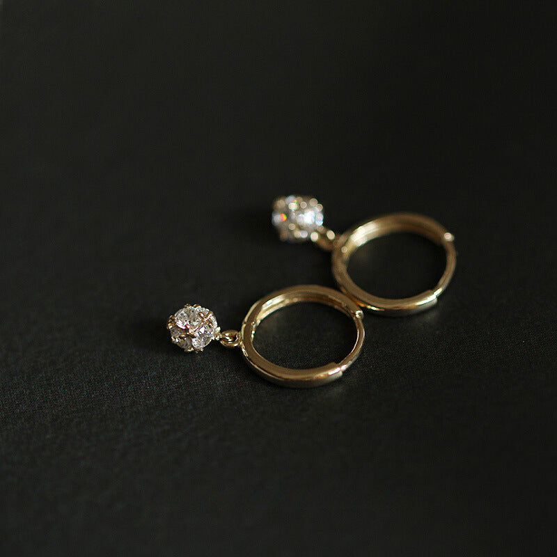 S925 Sterling Silver Plated 14K Gold Zircon Earrings