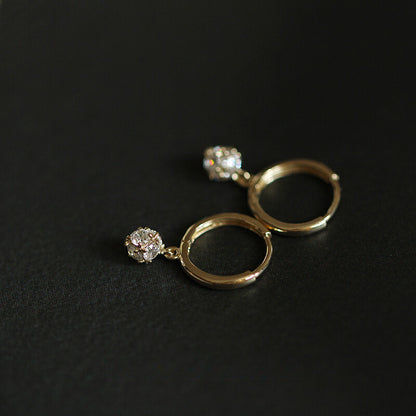 S925 Sterling Silver Plated 14K Gold Zircon Earrings