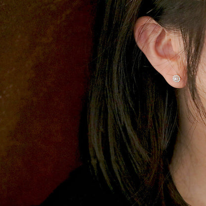 S925 Silver Plated 14k Gold Pearl Shell Zircon Sterling Silver Earrings