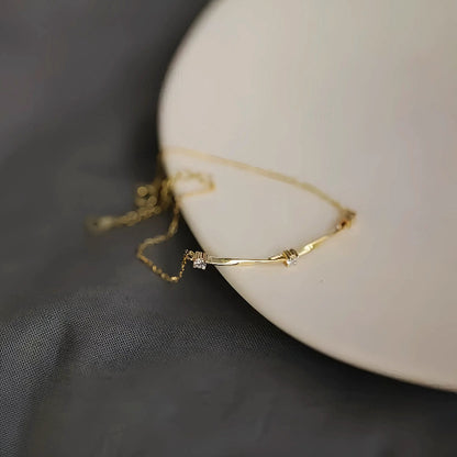 S925 Sterling Silver Plated 14K Gold Classic Mobius Bracelet