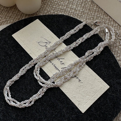 S925 Sterling Silver Korean Version Niche Design Sense Vintage Woven Snowflake Necklace