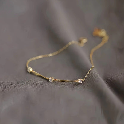 S925 Sterling Silver Plated 14K Gold Classic Mobius Bracelet