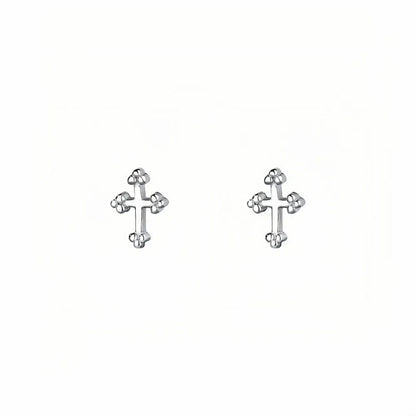 S925 Sterling Silver Plated 14K Gold Personalized Trendy Mini Cross Earrings Unisex