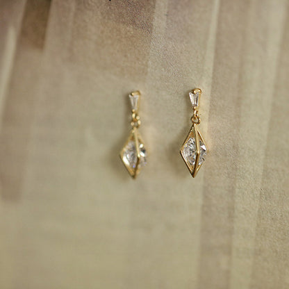 S925 Sterling Silver Plated 14K Gold Super Flash Zircon Sunlight Prismatic Stud Earrings