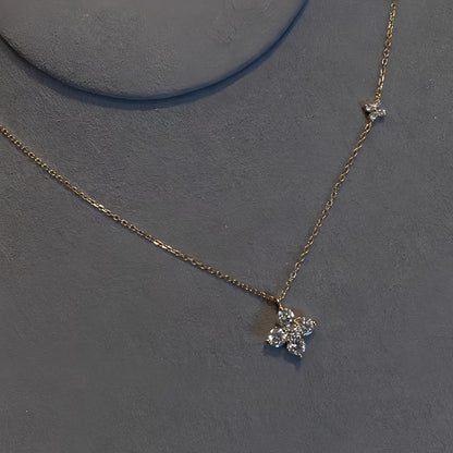 S925 Sterling Silver Plated 16K Gold Twin Four-leaf Clover Necklace