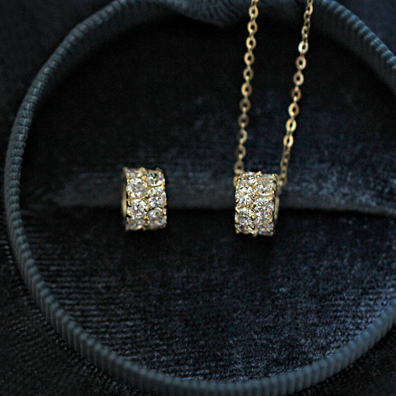 S925 Sterling Silver Plated 14K Inlaid Zirconia Diamond Gold Necklace