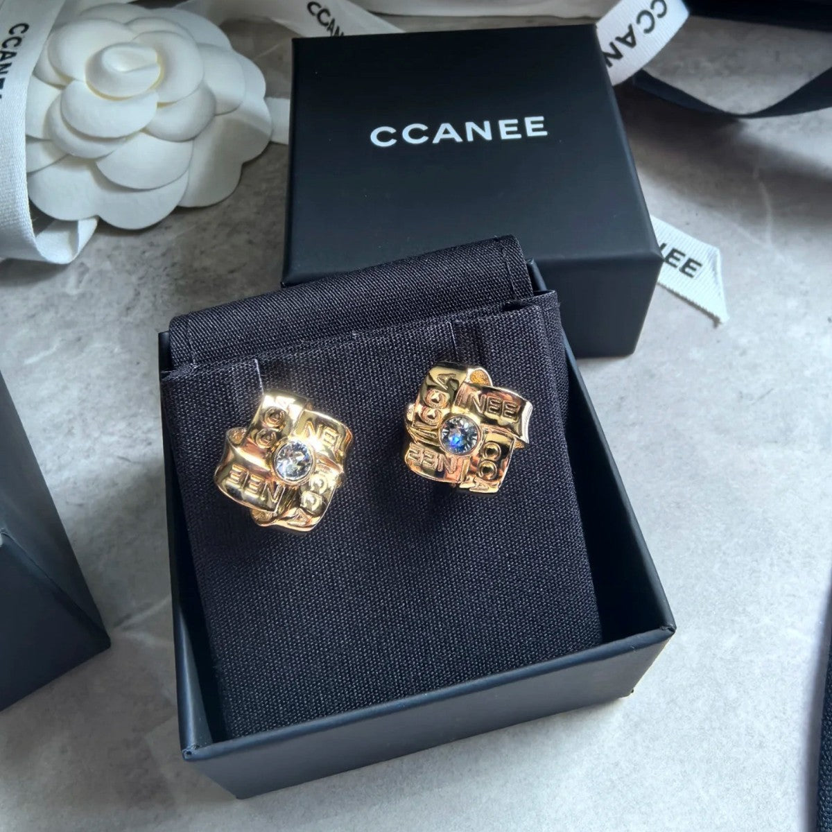 14K Gold-Plated Diamond-Studded Earrings