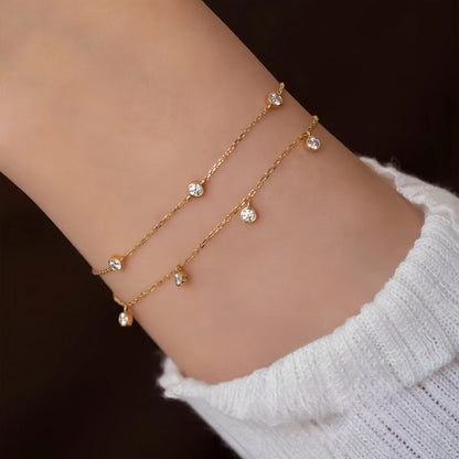 S925 Sterling Silver Plated 18K Gold Bubble Flash Diamond Bracelet