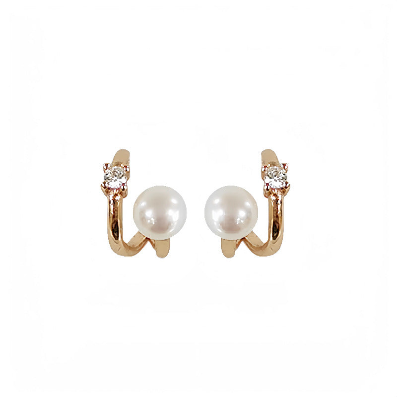 S925 Sterling Silver Rose Gold Plated Pearl Shell Stud Earrings