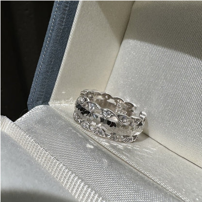 S925 Sterling Silver Niche Design Crushed Ice Ring