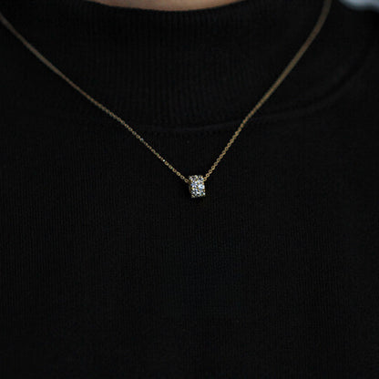 S925 Sterling Silver Plated 14K Inlaid Zirconia Diamond Gold Necklace