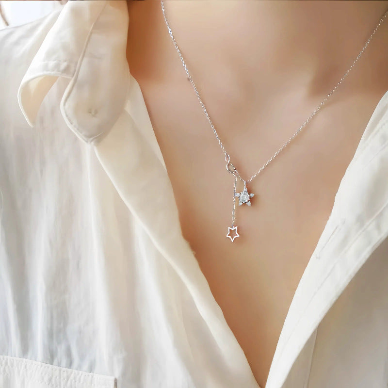 S925 Sterling Silver 14K Gold Plated Full Diamond Star Necklace