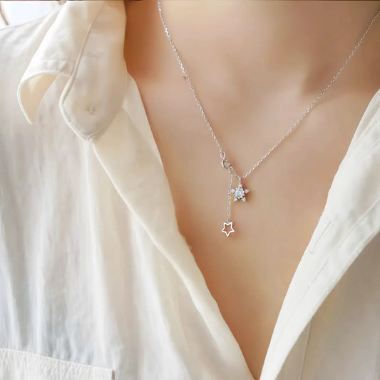 S925 Sterling Silver 14K Gold Plated Full Diamond Star Necklace