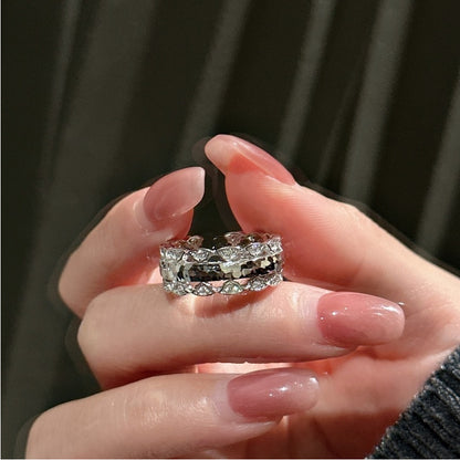 S925 Sterling Silver Niche Design Crushed Ice Ring